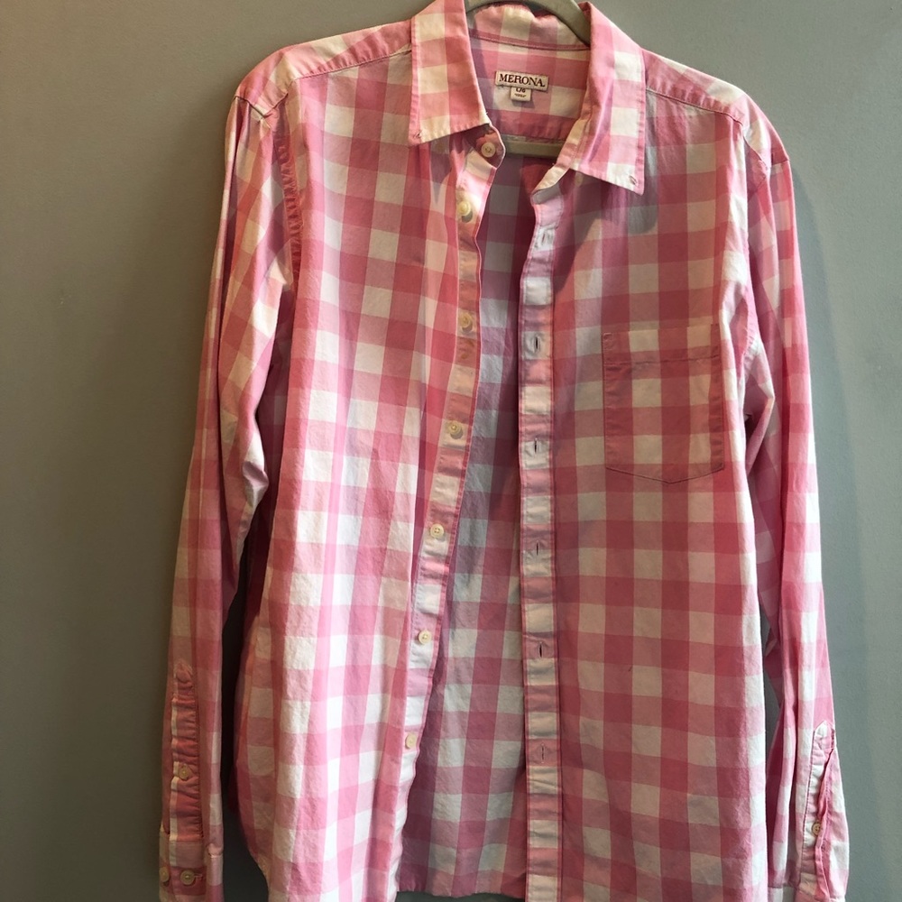 Checkered Pink Button Down Shirt